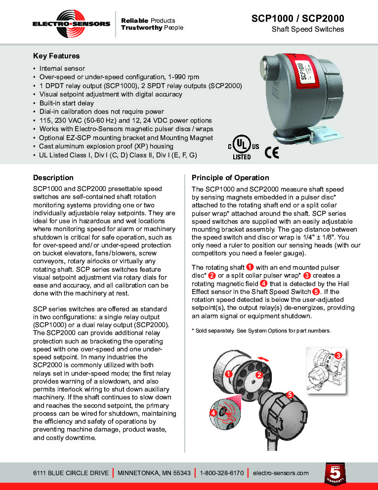 Electronic speed switch - SCP1000 / SCP2000 - Electro-Sensors